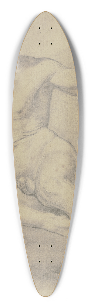 Victor Mller - Lagernder mnnlicher Akt in Vorderansicht, mit der Linken auf einen Stab gesttzt 39.3 inch art pintail longboard deck