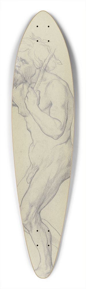 Victor Mller - Schreitender mnnlicher Akt nach links, in der Linken einen Stock hochhaltend 39.3 inch art pintail longboard deck