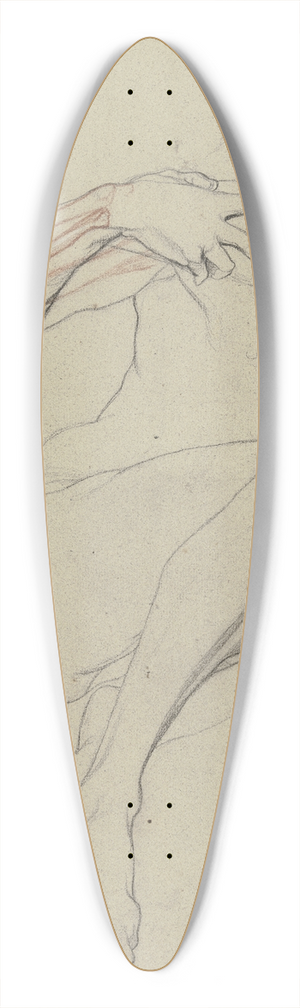 Victor Mller - Sitzender mnnlicher Akt in Vorderansicht, das Knochengerst des erhobenen rechten Armes rot eingezeichnet 39.3 inch art pintail longboard deck