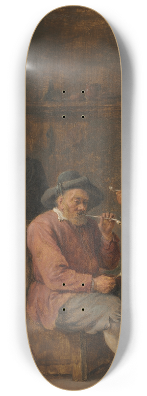 David Teniers The Younger - Peasants Smoking in an Inn 8.25 inch art skate deck