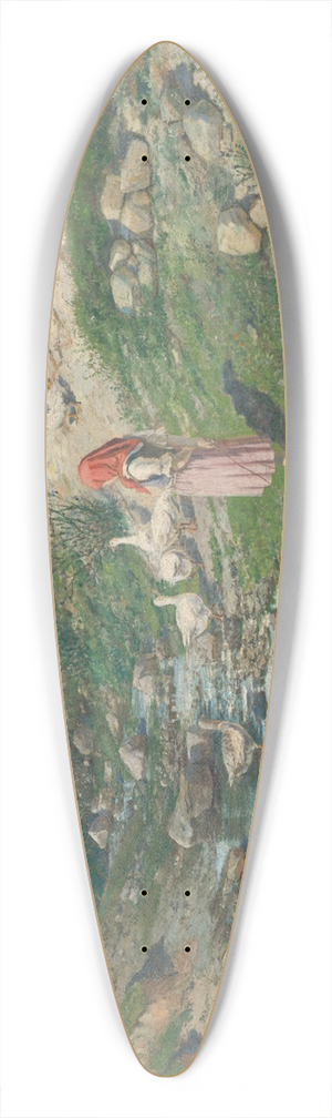 Vojtech Angyal - Landscape with a Shepherdess of Geese 39.3 inch art pintail longboard deck
