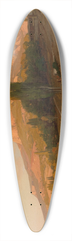 Volodymyr Orlovsky - Mending fishing nets by the Crimean Coast 39.3 inch art pintail longboard deck