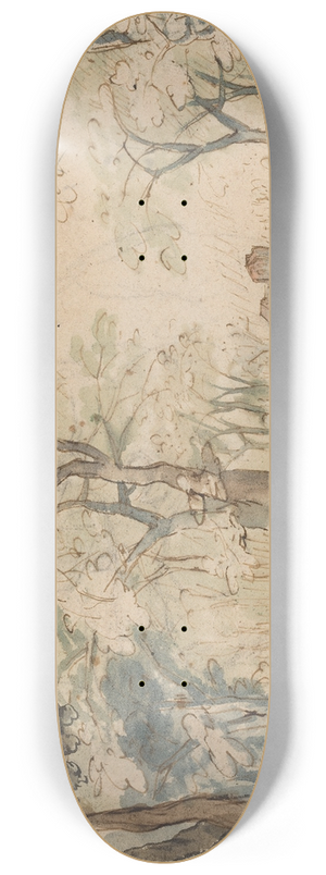 David Vinckboons - Landscape with Elisha Mocked 8.25 inch art skate deck David Vinckboons - Landscape with Elisha Mocked 8.25 inch art skate deck