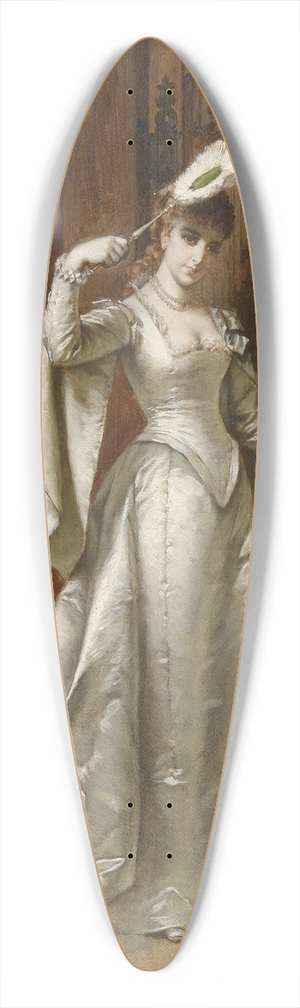 Wadysaw Bakaowicz - Elegante Dame in weiem Damastkleid 39.3 inch art pintail longboard deck