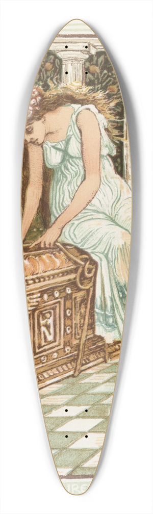 Walter Crane - Pandora desires to open the box 39.3 inch art pintail longboard deck Walter Crane - Pandora desires to open the box 39.3 inch art pintail longboard deck