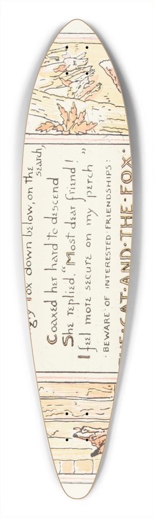 Walter Crane - The Hen and the Fox, The Cat and the Fox 39.3 inch art pintail longboard deck Walter Crane - The Hen and the Fox, The Cat and the Fox 39.3 inch art pintail longboard deck