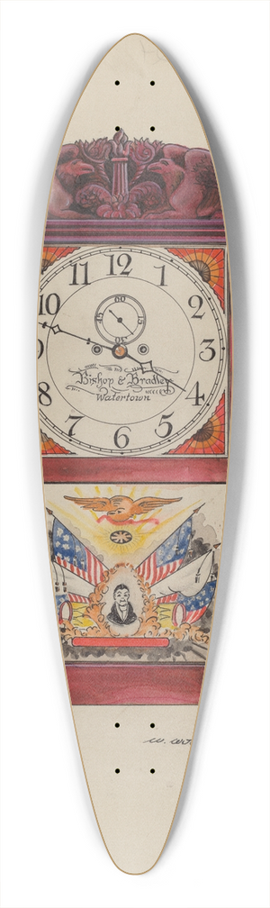 Walter W. Jennings - Clock, Eight Day 39.3 inch art pintail longboard deck Walter W. Jennings - Clock, Eight Day 39.3 inch art pintail longboard deck