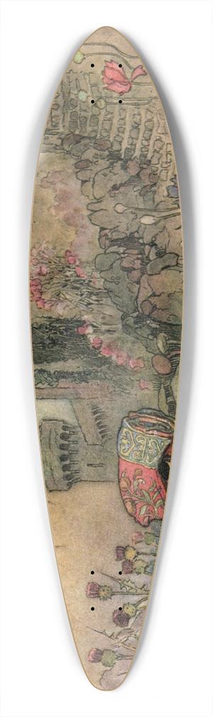 Warwick Goble - Corvetto escaping with the Ogres Tapestry 39.3 inch art pintail longboard deck