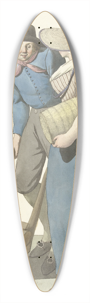 W. Barthautz - Vrouw naast een man met een kruiwagen 39.3 inch art pintail longboard deck