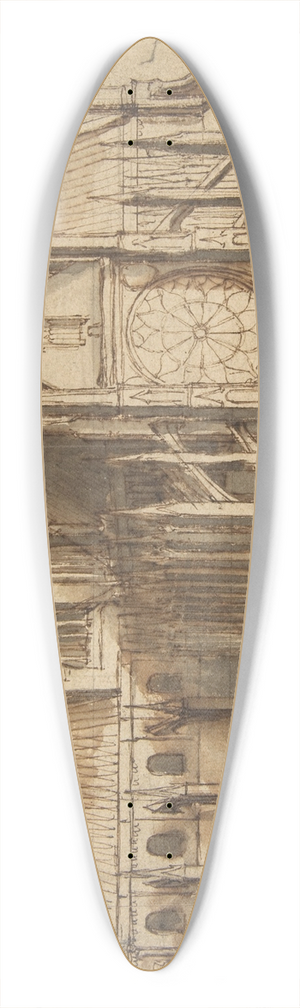 Wenceslaus Hollar - Old St. Pauls Cathedral, London, seen from the East 39.3 inch art pintail longboard deck