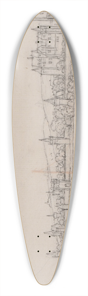 Wenceslaus Hollar - View of Lahnstein on the River Rhine 39.3 inch art pintail longboard deck