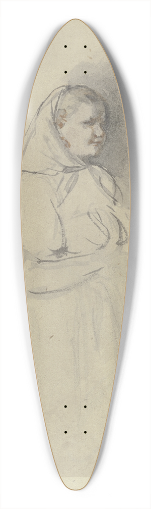 Wilhelm Amandus Beer - Girl with headscarf 39.3 inch art pintail longboard deck
