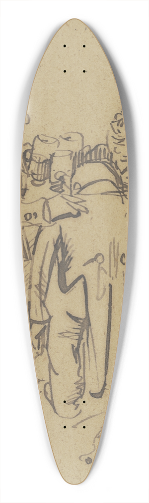Wilhelm Busch - Mr. Knopp at the inn 39.3 inch art pintail longboard deck