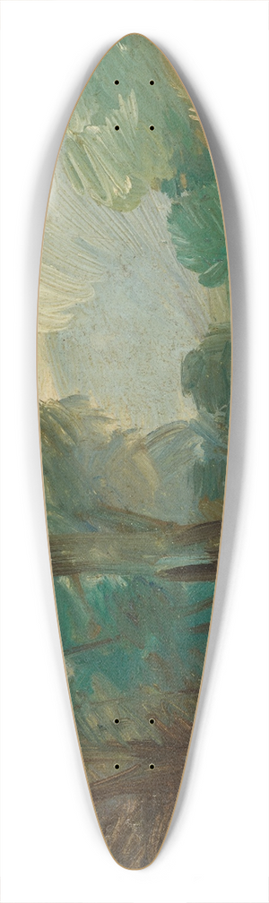 Wilhelm Busch - Waldlandschaft mit Khen und Bauern 39.3 inch art pintail longboard deck