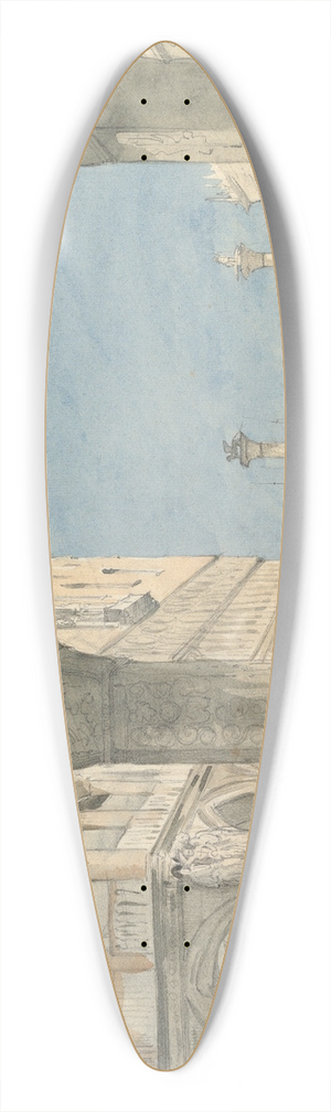 Wilhelm Gail - View of the Piazzetta di San Marco in Venice 39.3 inch art pintail longboard deck