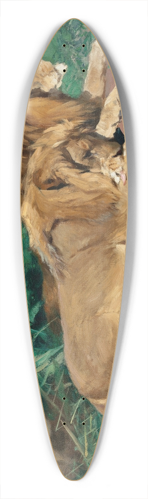 Wilhelm Kuhnert - Ruhende Lwen (Lions at Rest) 39.3 inch art pintail longboard deck