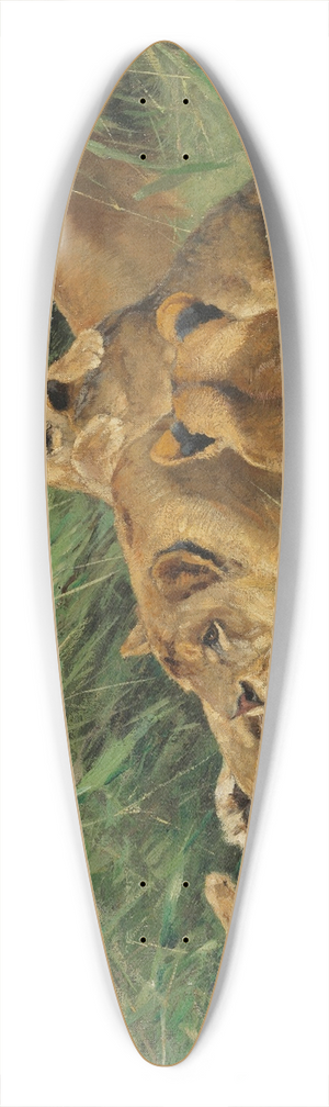 Wilhelm Kuhnert - Spielende Lwen 39.3 inch art pintail longboard deck