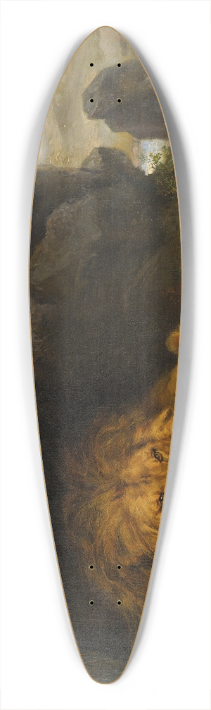 Wilhelm Kuhnert - Two lions in a cave 39.3 inch art pintail longboard deck