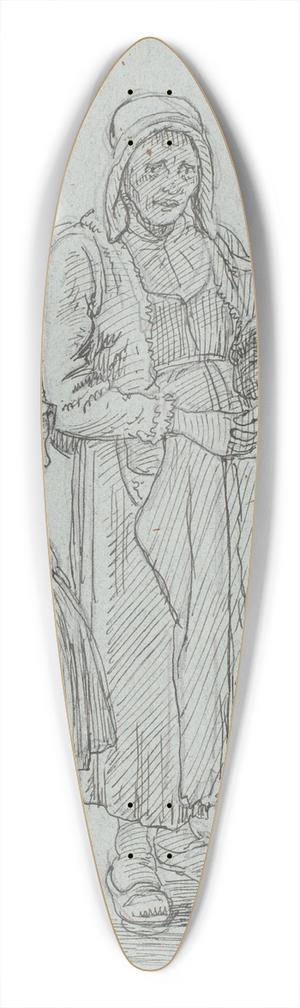 Wilhelm Marstrand - Gammel svensk kone og lille pige 39.3 inch art pintail longboard deck