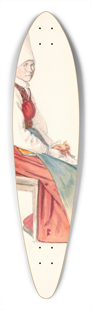 Wilhelm Marstrand - Siddende svensk bondekone med hjt hovedlin 39.3 inch art pintail longboard deck