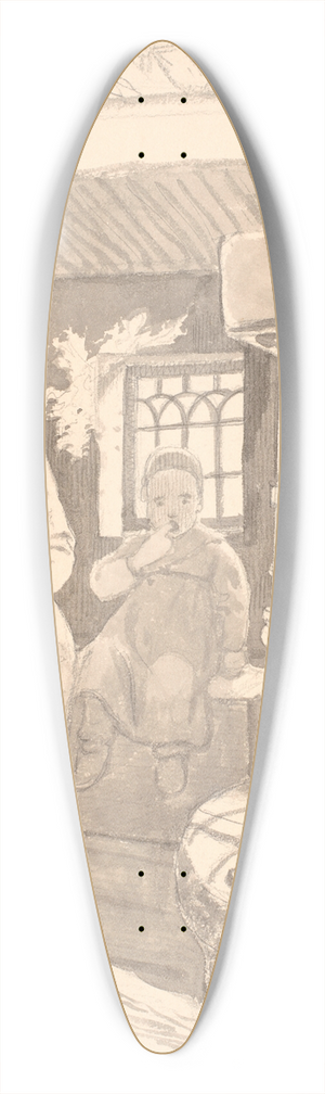 Wilhelm Marstrand - Svensk bondestue med gammel kone og barn 39.3 inch art pintail longboard deck
