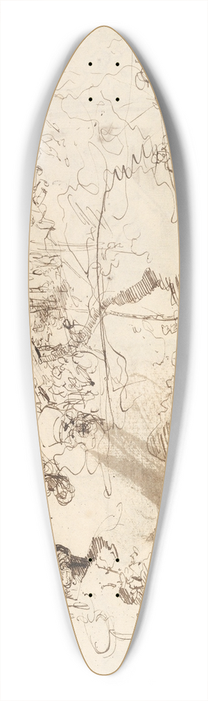 Wilhelm von Kaulbach - Studies of Soldiers and of a Battle in a Wood 39.3 inch art pintail longboard deck