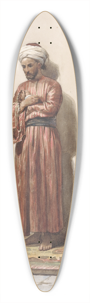 Willem de Famars Testas - Staande Egyptenaar met gebedskrans 39.3 inch art pintail longboard deck