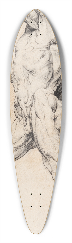 Willem Panneels - Anatomisk studie corch En gende, flet mand med lftet venstre arm, venstre drejet 39.3 inch art pintail longboard deck