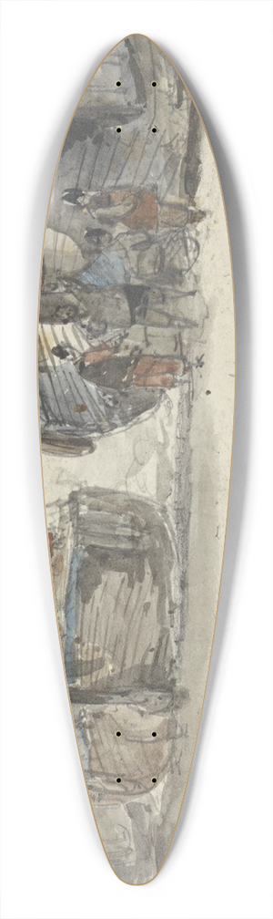Willem Roelofs - Vissersboten op het strand van Scheveningen 39.3 inch art pintail longboard deck