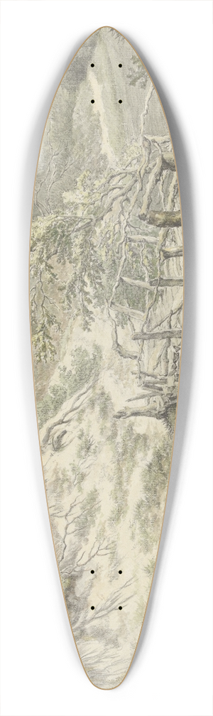 Willem Uppink - Duinlandschap met houten brug 39.3 inch art pintail longboard deck Willem Uppink - Duinlandschap met houten brug 39.3 inch art pintail longboard deck