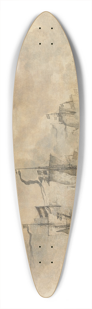 Willem van de Velde the Elder - Battle between the Dutch and Swedish Fleets, in the Sound, 8 November 1658 39.3 inch art pintail longboard deck