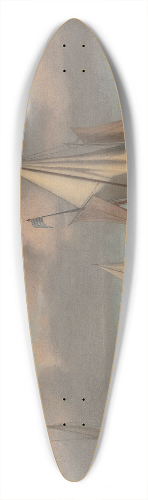 Willem van de Velde the Younger - A Kaag at Anchor with Sails Hoisted and a State Yacht and Other Vessels 39.3 inch art pintail longboard deck