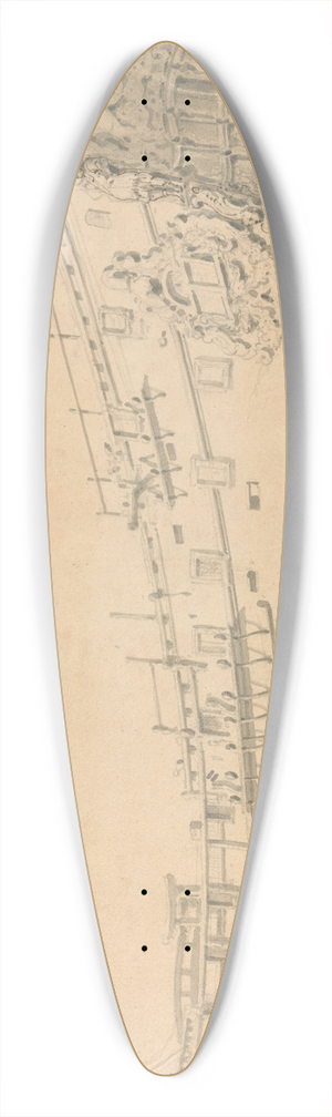 Willem van de Velde the Younger - An English Man-of-War, Port View from the Stern 39.3 inch art pintail longboard deck