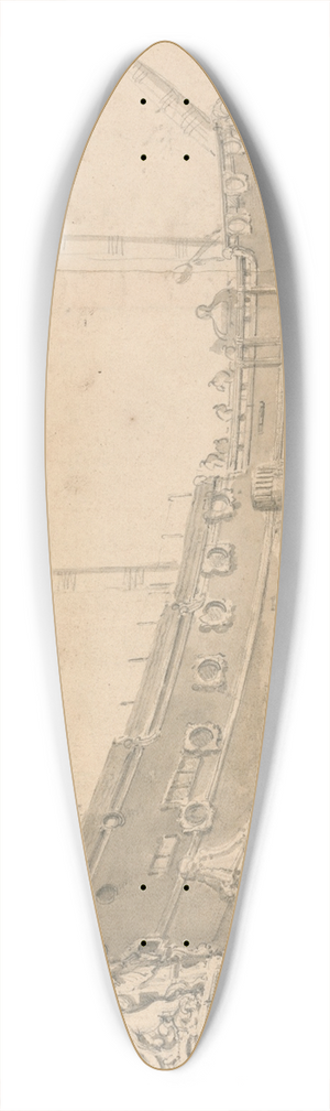 Willem van de Velde the Younger - An English Man of War, Starboard Quarter View 39.3 inch art pintail longboard deck