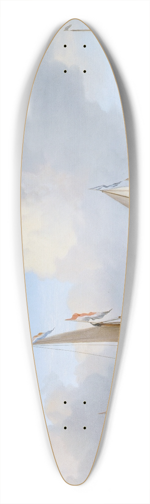 Willem van de Velde the Younger - Calm- A States Yacht under Sail close to the Shore with many other Vessels 39.3 inch art pintail longboard deck