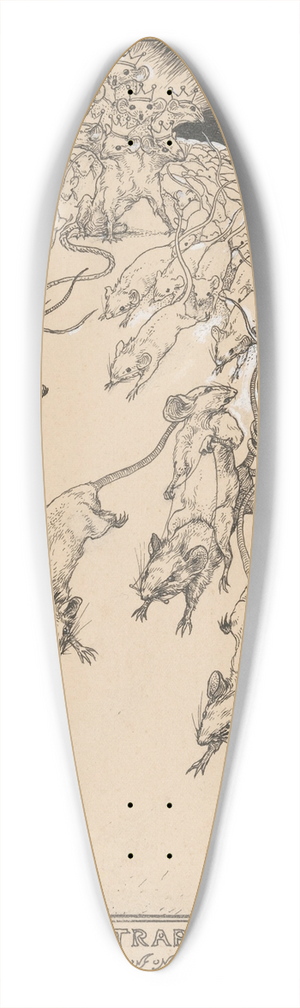 Willem Wenckebach - Zevenkoppige Muizenkoning tussen de rennende muizen 39.3 inch art pintail longboard deck Willem Wenckebach - Zevenkoppige Muizenkoning tussen de rennende muizen 39.3 inch art pintail longboard deck