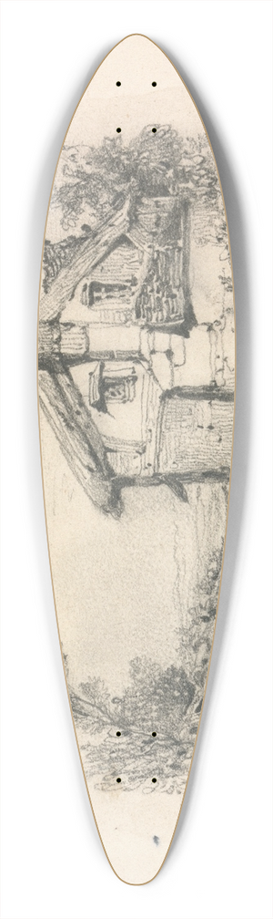 William Callow - Cottage in a Landscape 39.3 inch art pintail longboard deck William Callow - Cottage in a Landscape 39.3 inch art pintail longboard deck