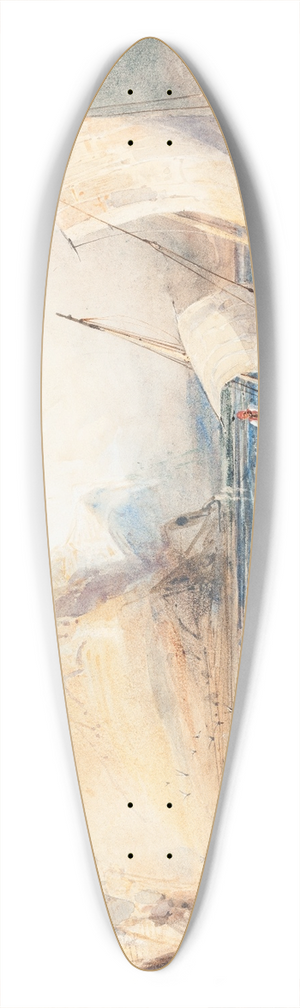 William Callow - Fishing Boats off a Rocky Coast 39.3 inch art pintail longboard deck William Callow - Fishing Boats off a Rocky Coast 39.3 inch art pintail longboard deck