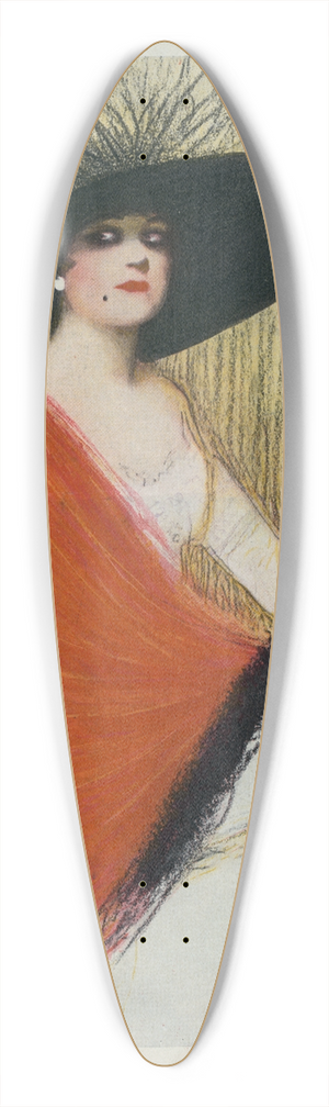 William Ely Hill - Hand painted 39.3 inch art pintail longboard deck