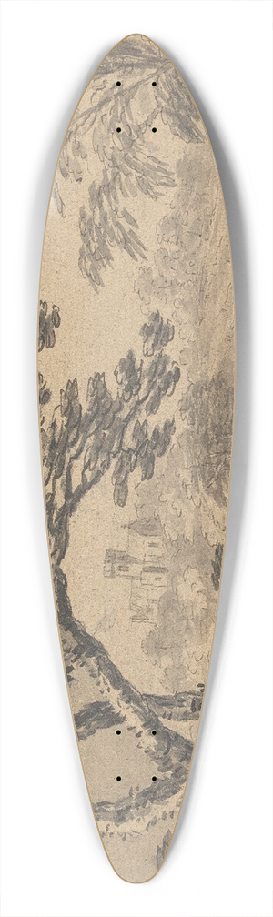 William Gilpin - Landscape with Church in Background 39.3 inch art pintail longboard deck