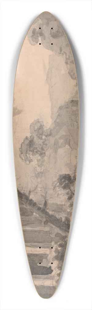 William Gilpin - Landscape with Classical Building at Left 39.3 inch art pintail longboard deck
