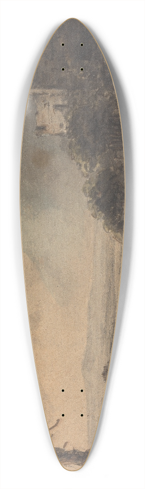 William Gilpin - Landscape with Two Men on a Hill and a Castle in the Distance 39.3 inch art pintail longboard deck