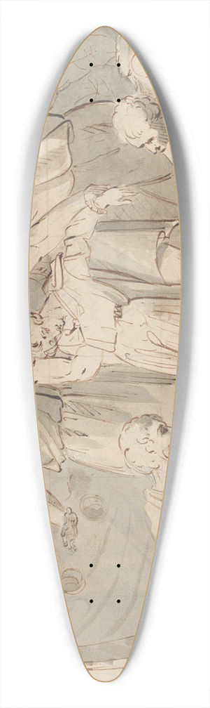 William Hamilton - Historical Subject with Men and a Boy Near a Ship 39.3 inch art pintail longboard deck