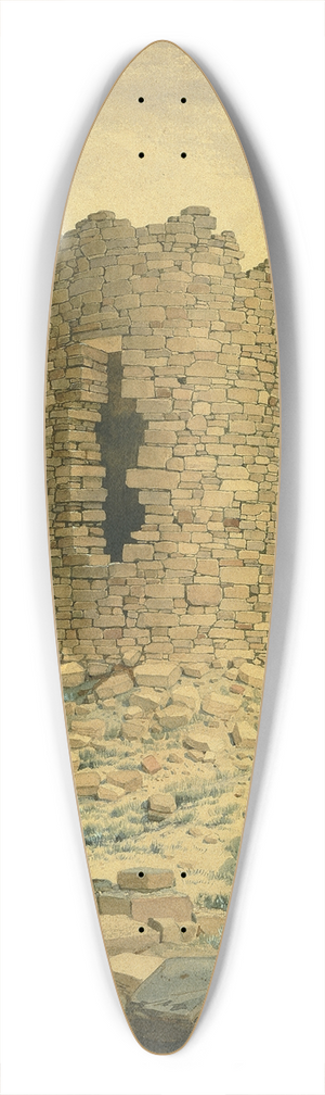 William Henry Holmes - Ancient Stone Round Tower 39.3 inch art pintail longboard deck