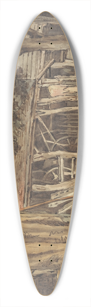 William Henry Hunt - A Farmyard 39.3 inch art pintail longboard deck