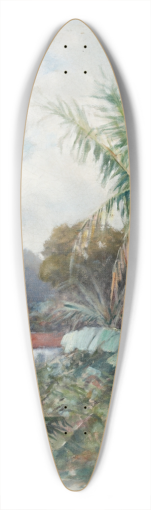 William H. Hillard - Tropical Landscape 39.3 inch art pintail longboard deck