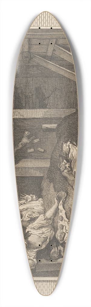 William Hogarth - Plate 7, The Idle Prentice Returned from Sea and in a Garret with a Common Prostitute 39.3 inch art pintail longboard deck