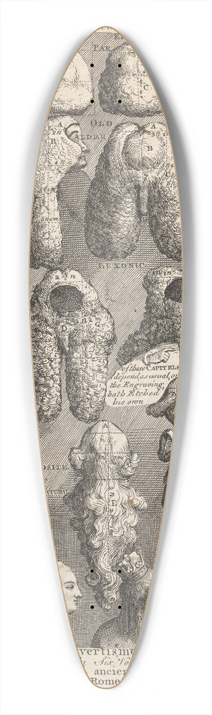 William Hogarth - The Five Orders of Periwigs 39.3 inch art pintail longboard deck