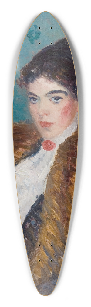 William James Glackens - Girl with Fox Furs 39.3 inch art pintail longboard deck William James Glackens - Girl with Fox Furs 39.3 inch art pintail longboard deck