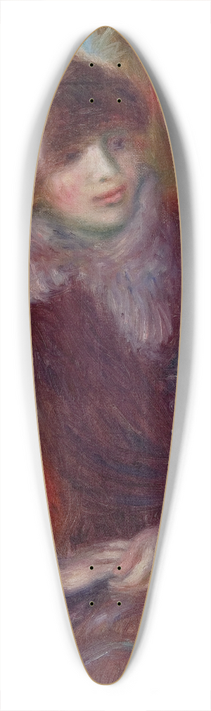 William James Glackens - Seated Woman with Fur Neckpiece and Red Background 39.3 inch art pintail longboard deck